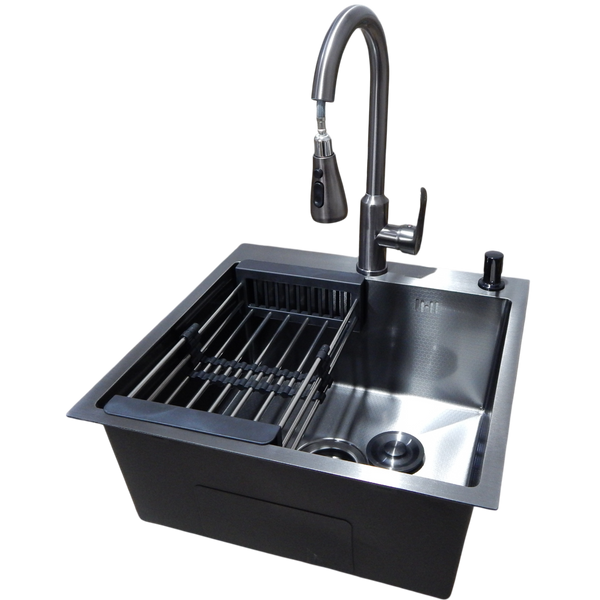 Кухонна мийка Kraft HM 50х50 NANO BLACK PVD (3.0/1.0 мм) Decor S1042 фото