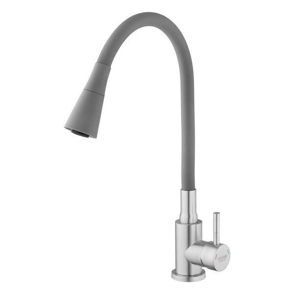 Комплект кухонной мойка Kraft KRF 5050 decor (3.0/1.0 мм)+Смеситель для кухни Kroner KRP Edelstahl Klassisch &ndash; ESG031GRA S4357 фото