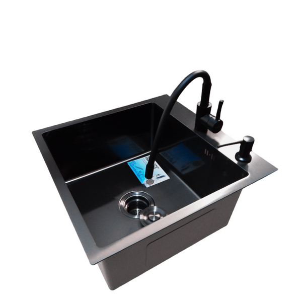 Комплект кухонной мойки Kraft -NANO BLACK 5050HM PVD S4980 фото