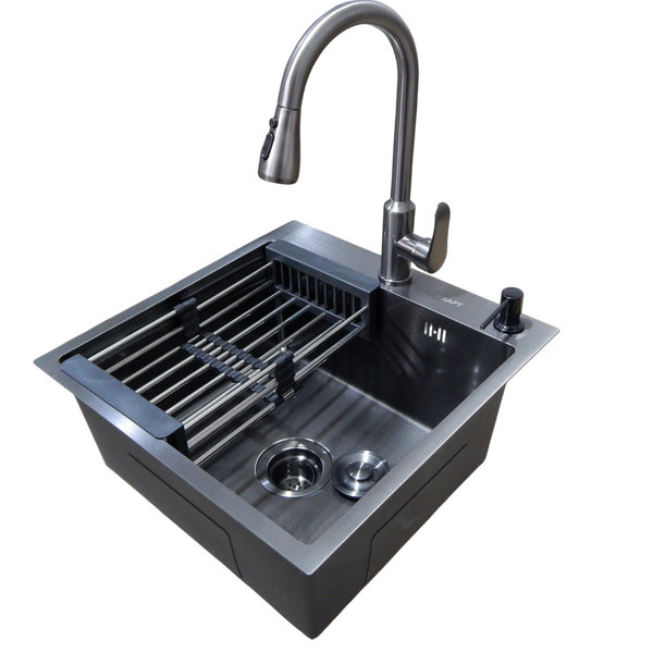 Кухонна мийка Kraft HM 50х50 NANO BLACK PVD (3.0/1.0 мм) Decor S1042 фото
