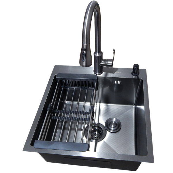 Кухонна мийка Kraft HM 50х50 NANO BLACK PVD (3.0/1.0 мм) Decor S1042 фото
