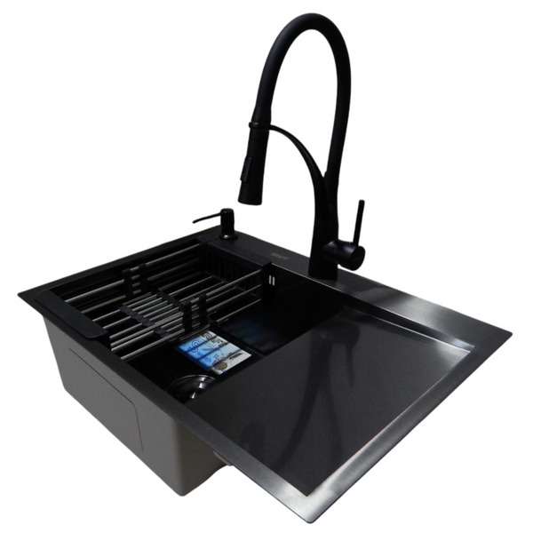 Комплект кухонної мийки Kraft NANO BLACK PVD HS 65х48 (3.0/1.0 мм) S4872 фото