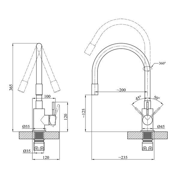 Смеситель для кухни с гибким изливом Agua Acero - INOX035NS-1 CV023288 фото
