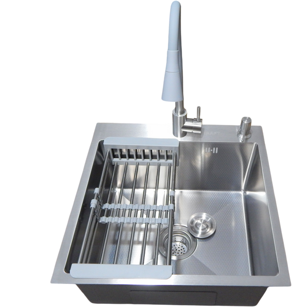 Комплект кухонной мойка Kraft KRF 5050 decor (3.0/1.0 мм)+Смеситель для кухни Kroner KRP Edelstahl Klassisch &ndash; ESG031GRA S4357 фото