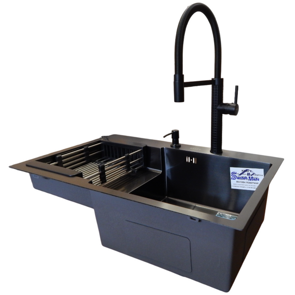Комплект кухонной мойки Kraft&nbsp;HM&nbsp;- 7848ALB&nbsp;PVD&nbsp;(3.0/1.0 мм) S4830 фото
