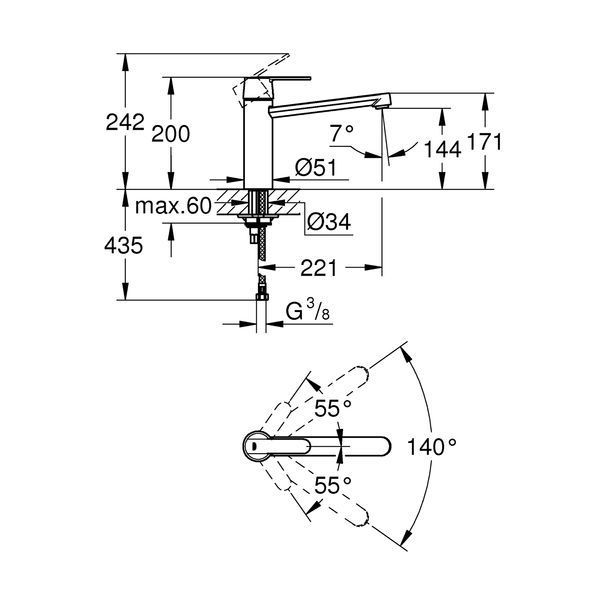 Змішувач для кухні Grohe QuickFix Get 30196000 CV030570 фото