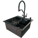 Комплект кухонної мийки Kraft HM 50х50 NANO BLACK (DECOR) PVD (3.0/1.0 мм)+Змішувач для кухні з підключенням до фільтра Kroner S3564 фото 1