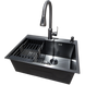 Комплект кухонної мийки Kraft NANO BLACK PVD 600х450 (3.0/1.0 мм) декор S6331 фото 4