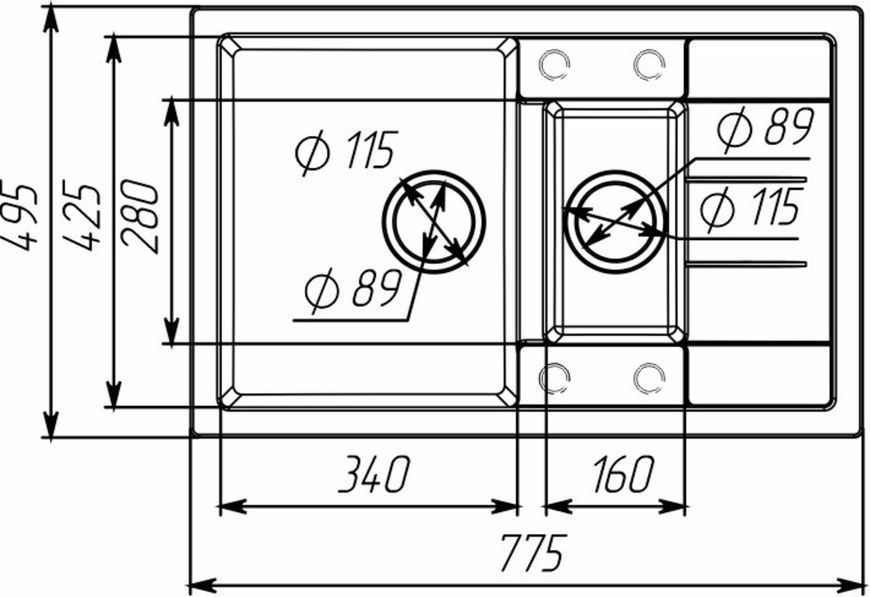 Гранитная мойка для кухни VALESO 7850W TOSKANA матовый Титан 49012 фото