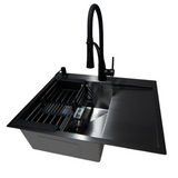 Комплект кухонной мойки Kraft NANO BLACK PVD HS 65х48 (3.0/1.0 мм) S3639 фото