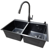 Комплект кухонной мойки Kraft NANO BLACK PVD 7848 HM PVD (3.0/1.0 мм) Decor S3689 фото