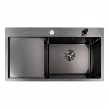 Кухонная мойка PVD черная VALESO CM 78*43 R Handmade 50204 фото