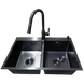 Комплект кухонной мойки Kraft NANO BLACK PVD 7848 HM PVD (3.0/1.0 мм) Decor S3689 фото 2