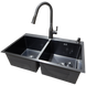 Комплект кухонной мойки Kraft NANO BLACK PVD 7848 HM PVD (3.0/1.0 мм) Decor S3689 фото 1