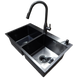Комплект кухонной мойки Kraft NANO BLACK PVD 7848 HM PVD (3.0/1.0 мм) Decor S3689 фото 3