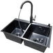 Комплект кухонной мойки Kraft NANO BLACK PVD 7848 HM PVD (3.0/1.0 мм) Decor S3689 фото 4