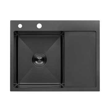 Кухонная мойка Kroner KRP Schwarze - 6350LHM PVD (3.0/1.0 мм) CV031322 фото