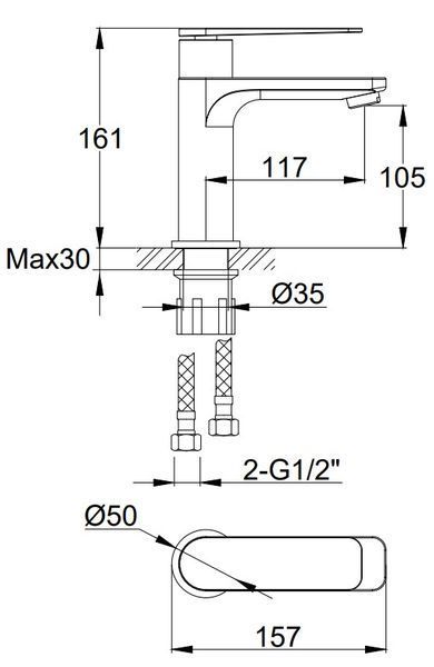 Смеситель для раковины (умывальника) KOHLMAN WEXPO CHROME QB100W фото