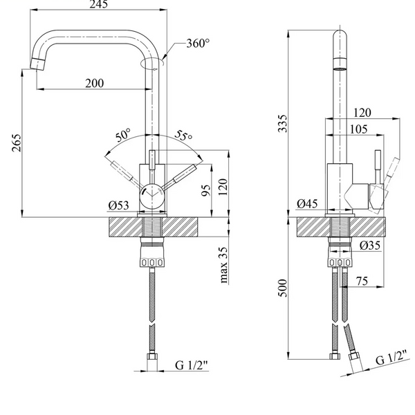 Комплект кухонної мийки Kraft&nbsp;HM&nbsp;- 7848ALB&nbsp;PVD&nbsp;(3.0/1.0 мм) S3616 фото