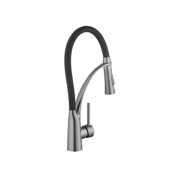 Комплект кухонная мойка Kroner Schwarze-5050HM PVD + смеситель Ersel-GRP03393BLK + дозатор Spender-026 CVS30145 фото