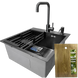 Комплект кухонної мийки Kraft HM 50х50 NANO BLACK PVD (3.0/1.0 мм) S4831 фото 1