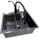 Комплект кухонної мийки Kraft HM 50х50 NANO BLACK PVD (3.0/1.0 мм) S4781 фото 4