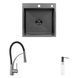 Комплект кухонная мойка Kroner Schwarze-5050HM PVD + смеситель Ersel-GRP03393BLK + дозатор Spender-026 CVS30145 фото 1