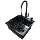 Комплект кухонної мийки Kraft HM 50х50 NANO BLACK PVD (3.0/1.0 мм) DEKOR S3666 фото 7