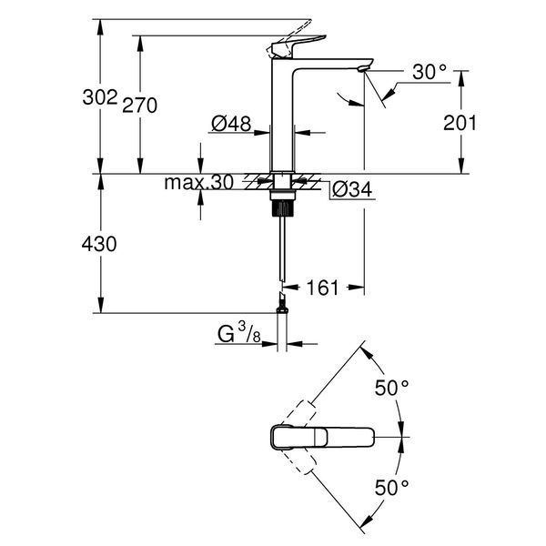 Змішувач для раковини Grohe QuickFix Dice XL-Size 1018922430 CV036221 фото