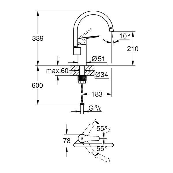 Змішувач для кухні Grohe QuickFix Start 30469000 CV030585 фото