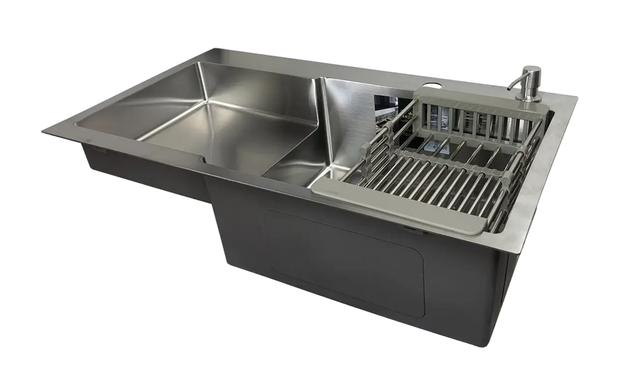 Комплект кухонної мийки Kroner KRP Geb&uuml;rstet - 78х48RHM (3.0/1.0 мм) R S4633 фото