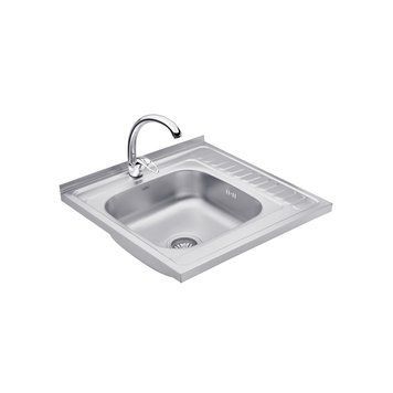 Набір кухонна мийка Kroner KRP Satin - 6060L (0.6 мм) + змішувач для кухні Agua Leon - C032 CV031814 фото