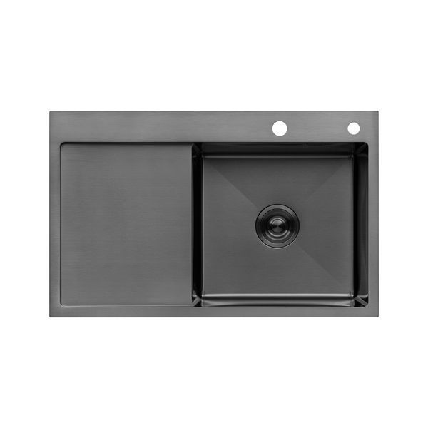 Комплект кухонної мийки Kroner KRP Schwarze - 7849RHM PVD Графіт S5108 фото