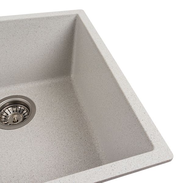 Гранітна мийка для кухні Platinum 4040 RUBA матова біла в крапку 41636 фото
