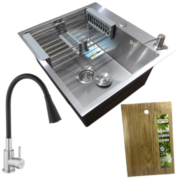 Комплект кухонної мийки Kraft Handmade KRF 6045 DECOR (3.0/1.0 мм) S4835 фото