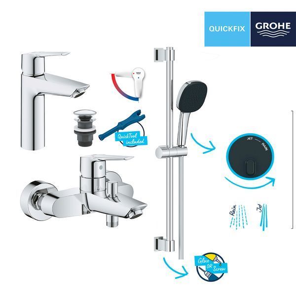 Набор смесителей 3 в 1 для ванной комнаты Grohe QuickFix Start M-Size UA202301ME CV030618 фото