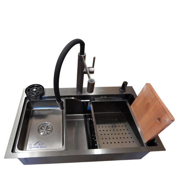 Комплект кухонной мойки Kraft HM 7546 NANO BLACK S3620 фото