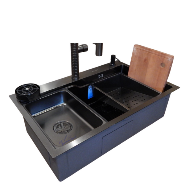 Комплект кухонной мойки Kraft HM 7546 NANO BLACK S3620 фото