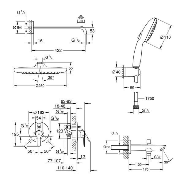 Душевая система скрытого монтажа Grohe QuickFix Start UA202803R3 CV033605 фото