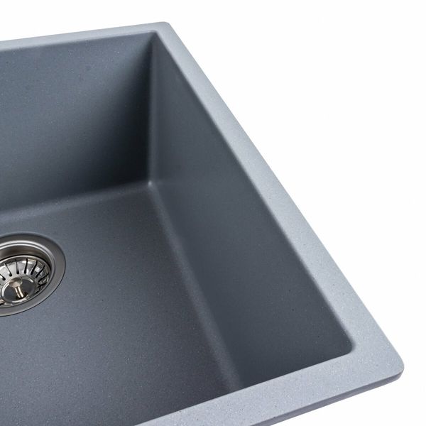 Гранітна мийка для кухні Platinum 4040 RUBA матовий сірий металік 41519 фото