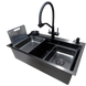 Комплект кухонної мийки Kraft HM 6846 NANO BLACK DECOR S4935 фото 1