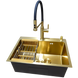 Комплект кухонной мойки Kraft NANO GOLD PVD HS 540х480 (3.0/1.0 мм) декор SM20496 фото 2