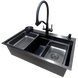 Комплект кухонної мийки Kraft HM 6846 NANO BLACK DECOR S4935 фото 3