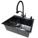 Комплект кухонної мийки Kraft NANO BLACK PVD HS54*48 (3.0/1.0 мм) декор S3671 фото