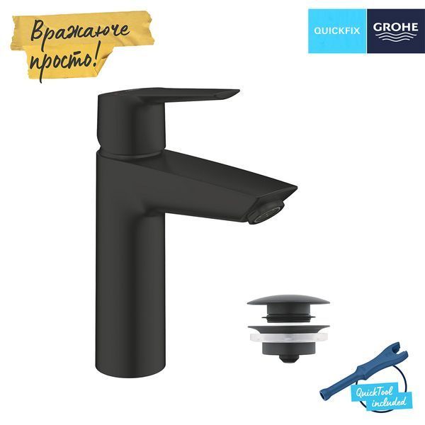 Змішувач для раковини Grohe QuickFix Start ES M-Size 237462432 з донним клапаном CV036253 фото