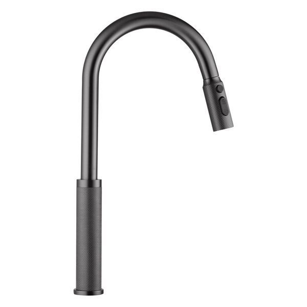 Комплект кухонної мийки Kraft NANO BLACK PVD Декор HS60*45 (3.0/1.0 мм)+Змішувач для кухні з висувним шлангом S4986 фото