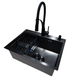Комплект кухонной мойки Kraft NANO BLACK PVD HS60*45 (3.0/1.0 мм) декор S4986 фото 5