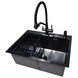 Комплект кухонной мойки Kraft NANO BLACK PVD HS54*48 (3.0/1.0 мм) декор S3671 фото 2