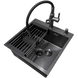 Комплект кухонной мойки Kraft NANO BLACK PVD Декор-соти HS 500х500 (3.0/1.0 мм)+Змішувач для кухні з гнучким виливом Pllen&oacute; Lazio PVD ST07 Grafite S4953 фото 6