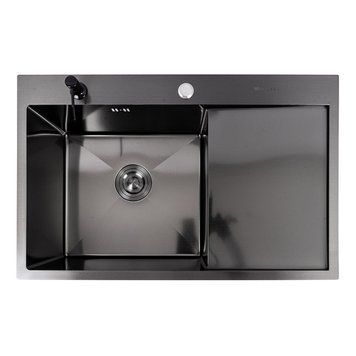 Мойка кухонная нержавеющая сталь PVD черная для кухни VALESO CM 78*50 L D&Eacute;COR Handmade 3.0/0.8 51751 фото